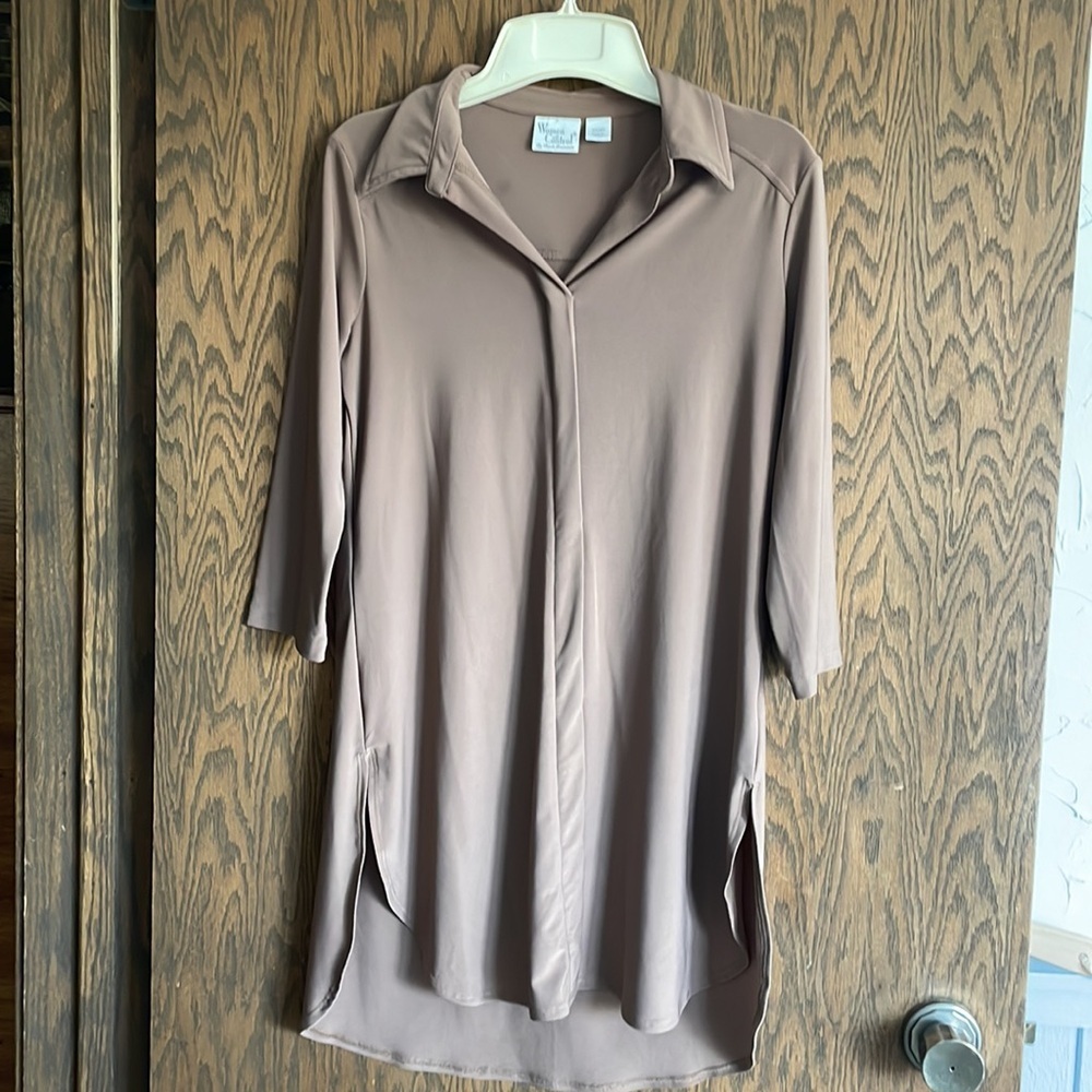 Women with Control Collared Mocha Blouse‎